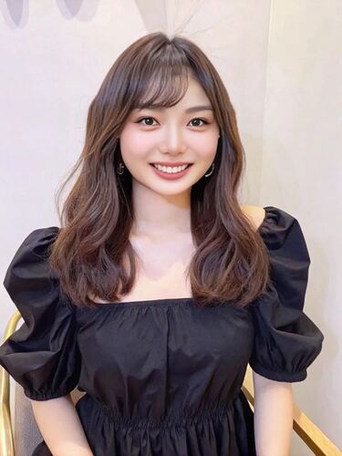 丸顔 ヘアスタイル-black